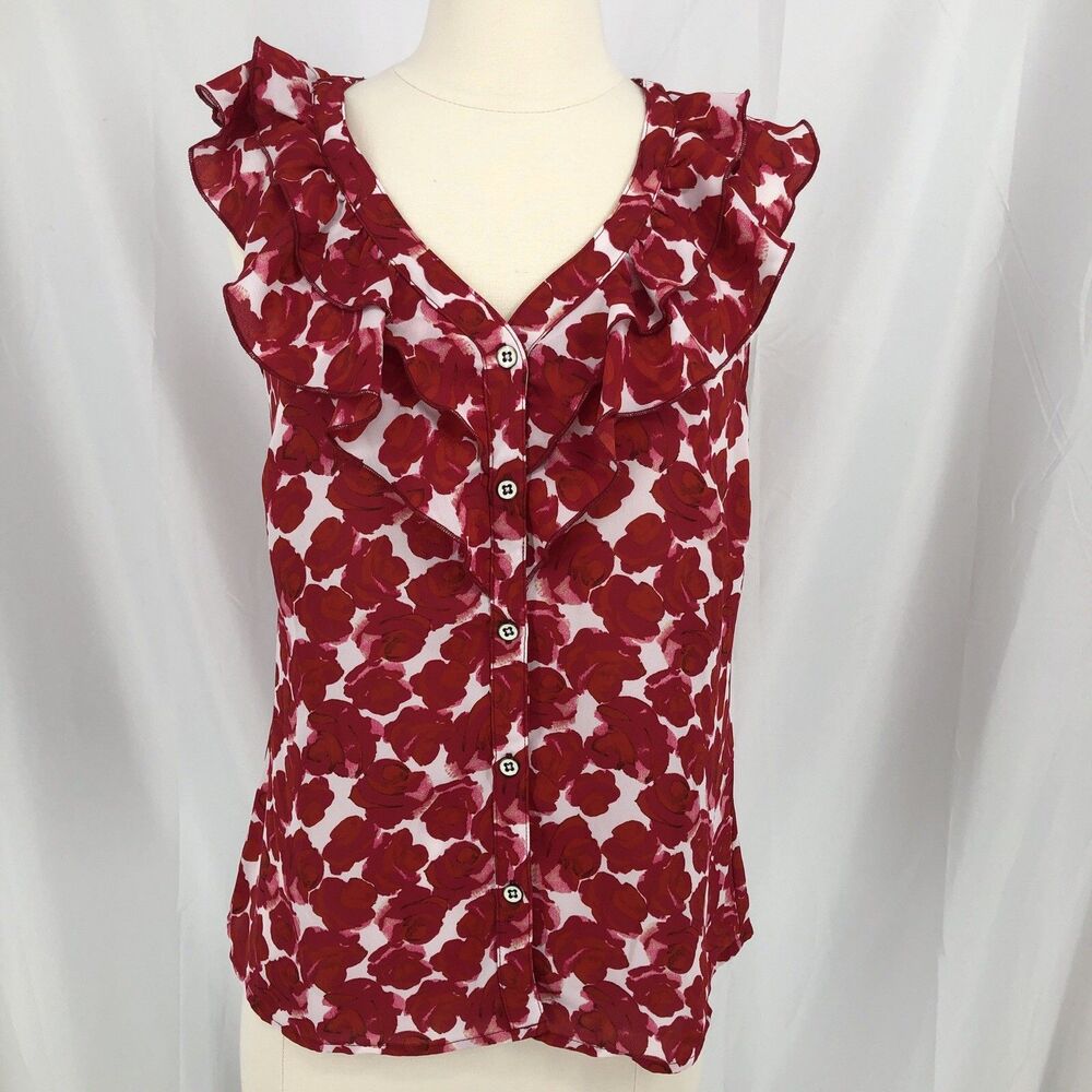 CABI Womens heart of cabi Rosy Top floral Print Top Blouse shirt Small